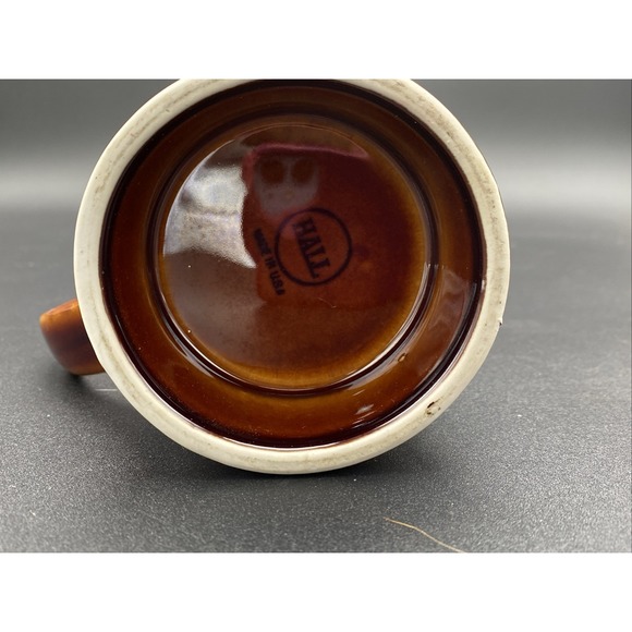 Vintage Hall Pottery Barnaby's Good Food And Drink Mug Beer Stein Brown Made USA - Picture 4 of 5